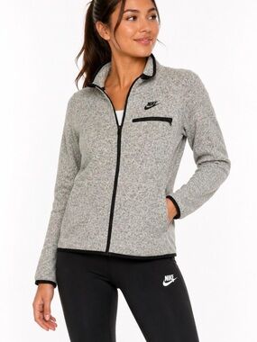 Nike Grey Heather Zip-Up Fleece Utility Jacket